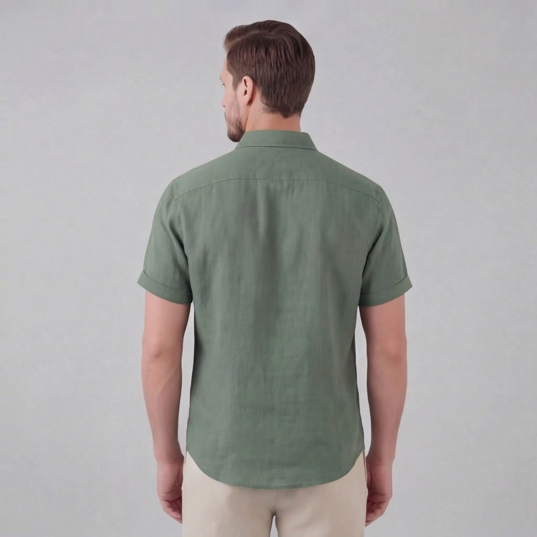 Men's Linen Blend Short Sleeve Button-Down Shirt