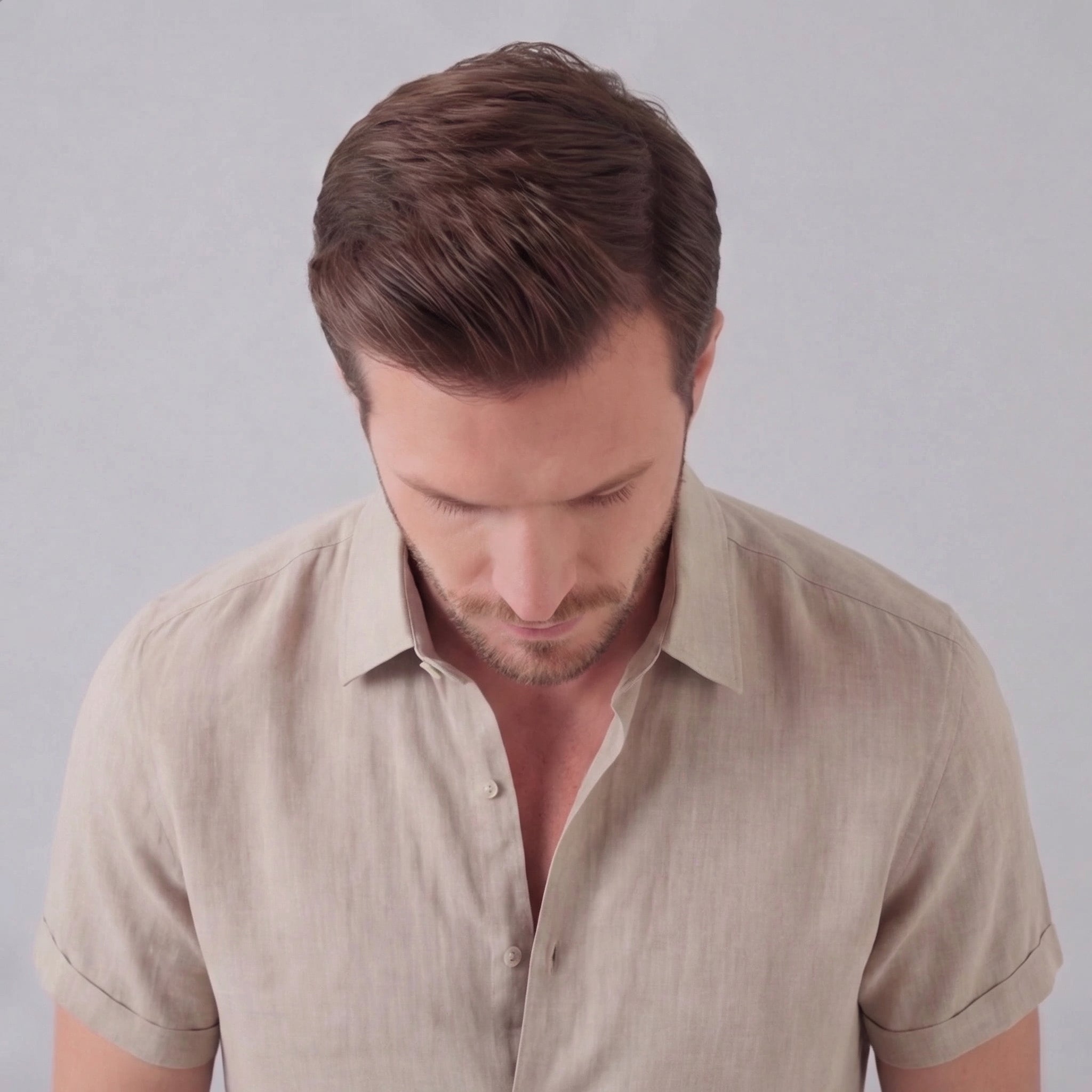 Men's Linen Blend Short Sleeve Button-Down Shirt
