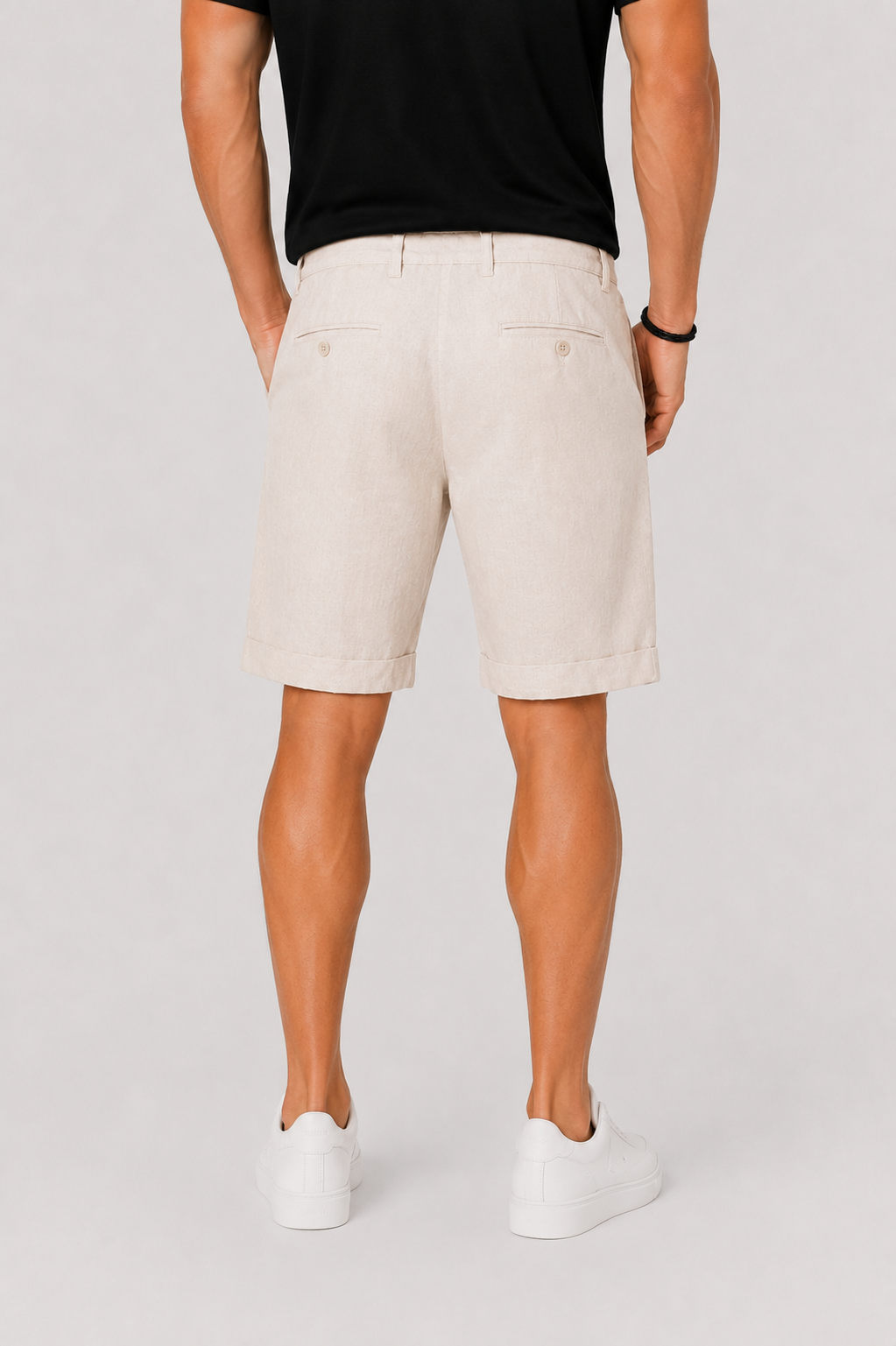 Men's Linen Drawstring Shorts with Rolled Hem
