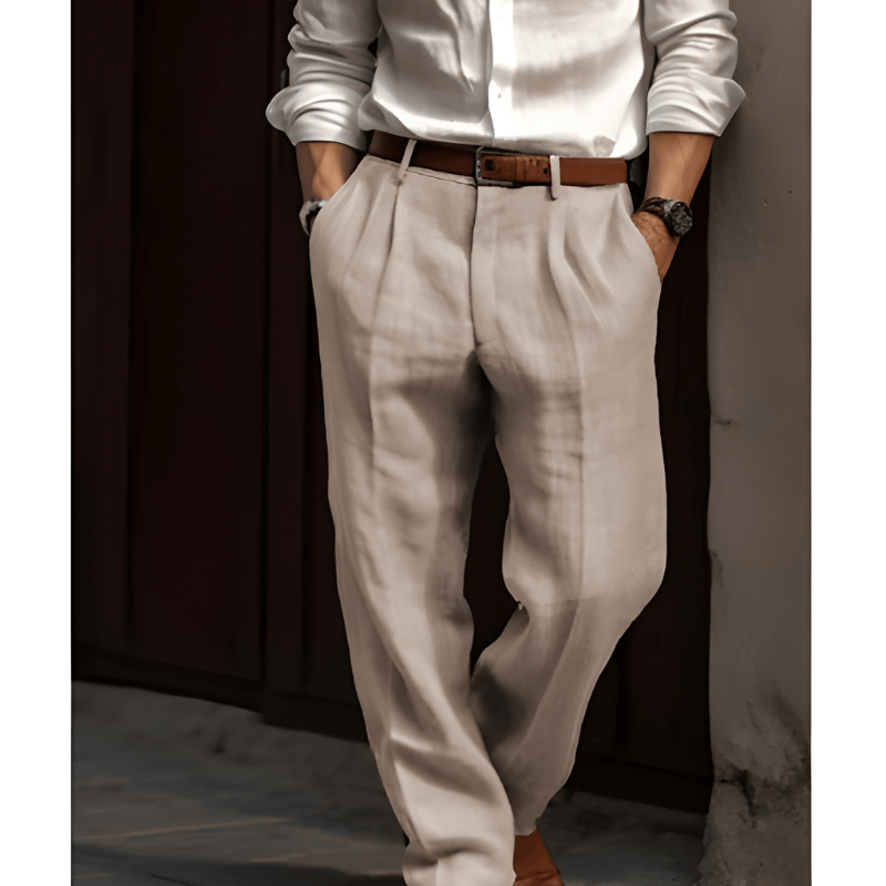 Men's Linen Fabric Straight Leg Trousers