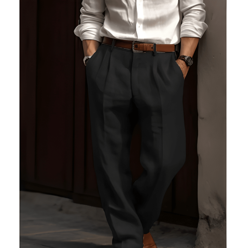 Men's Linen Fabric Straight Leg Trousers