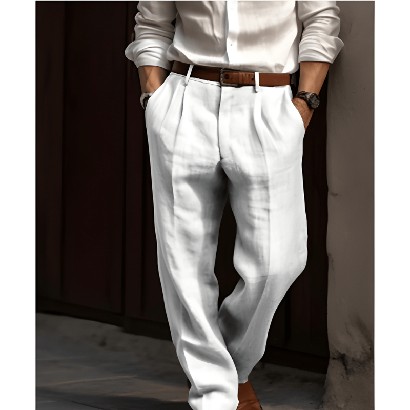 Men's Linen Fabric Straight Leg Trousers