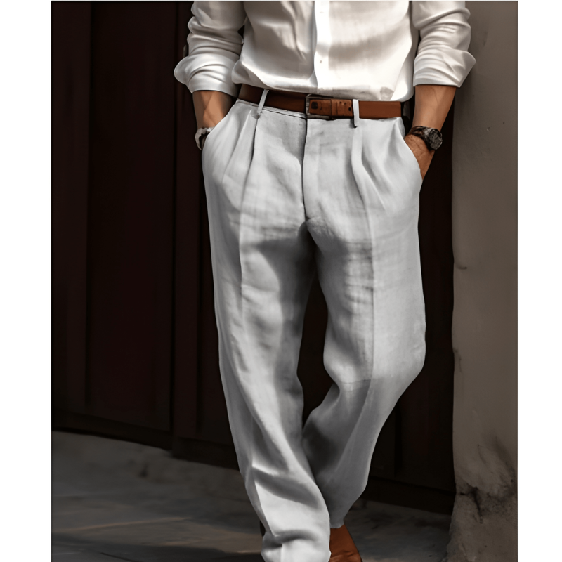 Men's Linen Fabric Straight Leg Trousers
