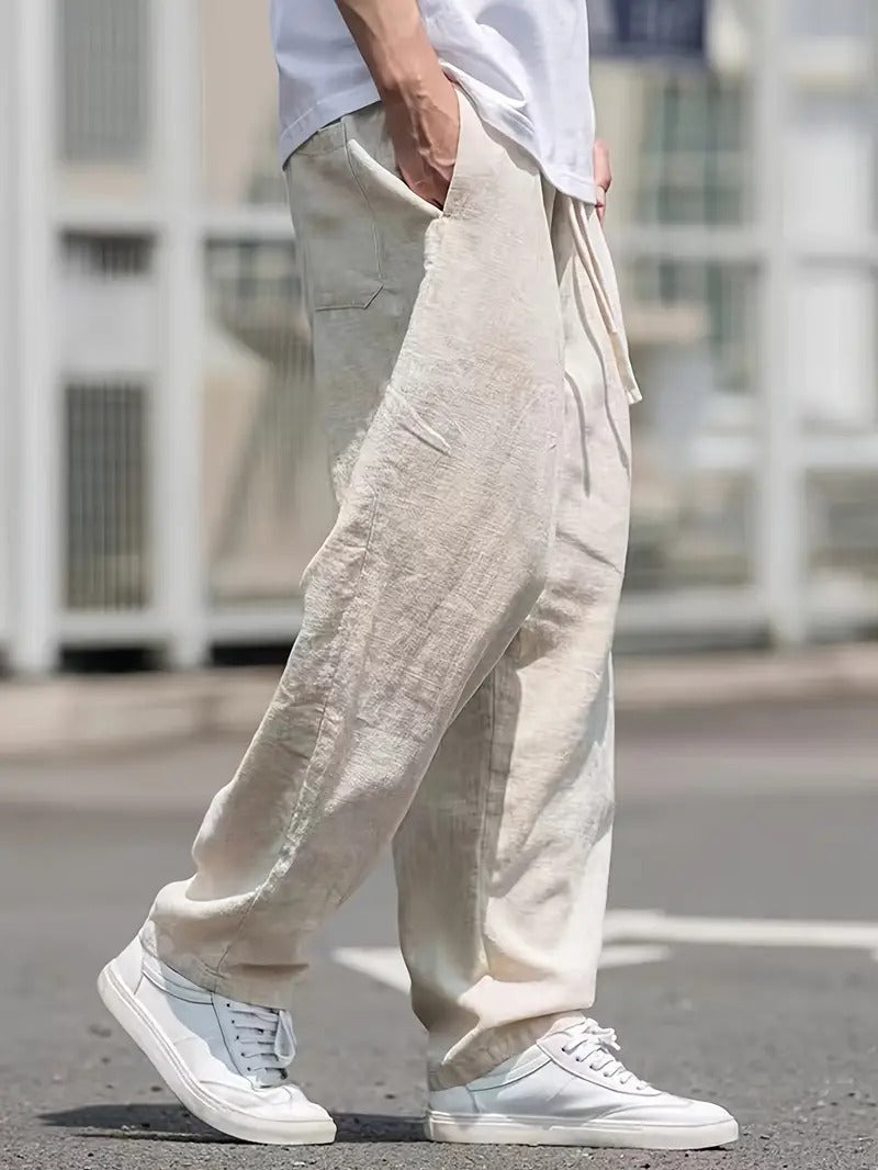 Men's Linen Wide Leg Casual Pants