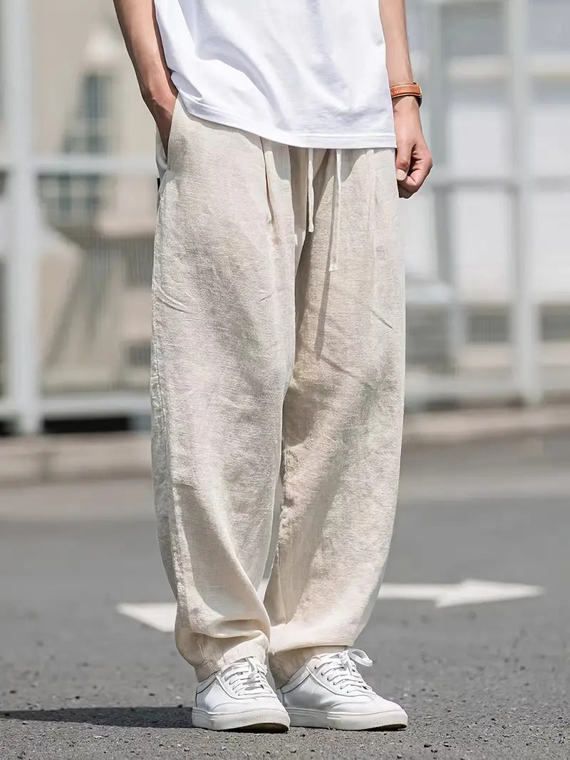 Men's Linen Wide Leg Casual Pants