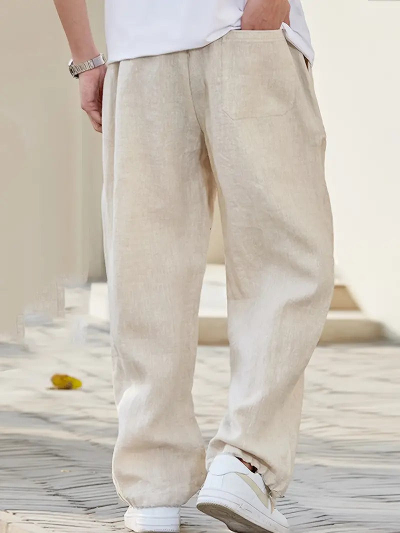 Men's Linen Wide Leg Casual Pants