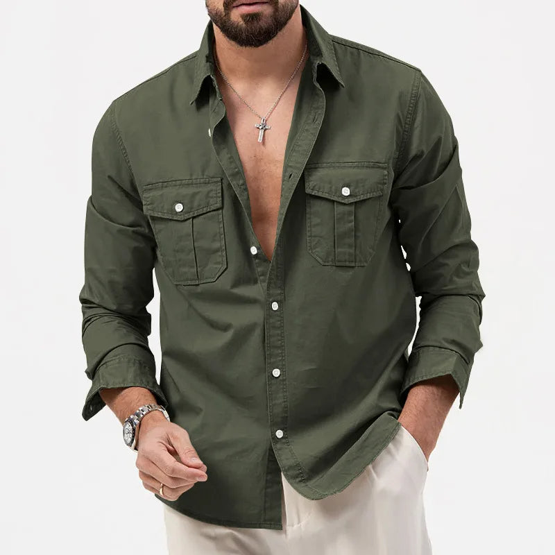Men's Military-Inspired Multi-Pocket Workwear Shirt
