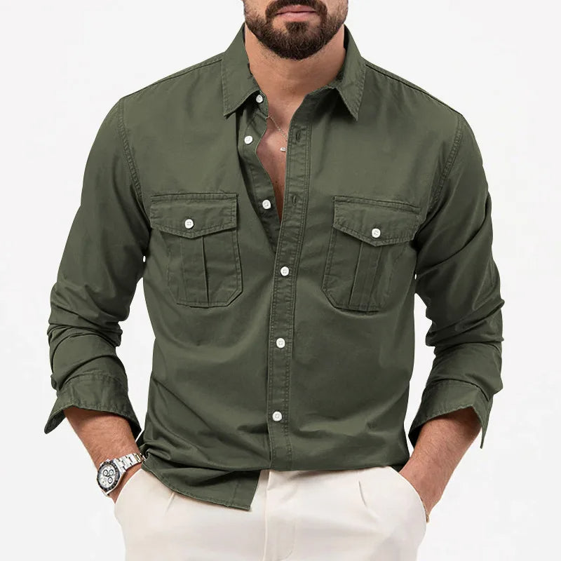 Men's Military-Inspired Multi-Pocket Workwear Shirt
