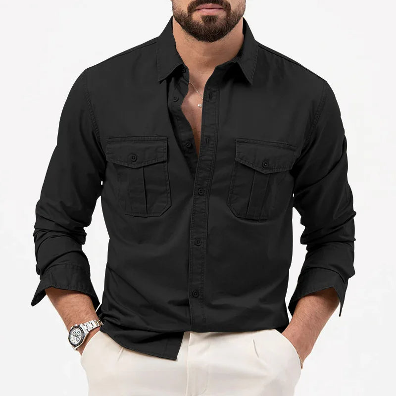 Men's Military-Inspired Multi-Pocket Workwear Shirt
