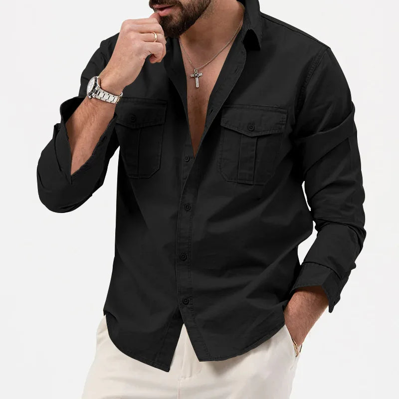 Men's Military-Inspired Multi-Pocket Workwear Shirt