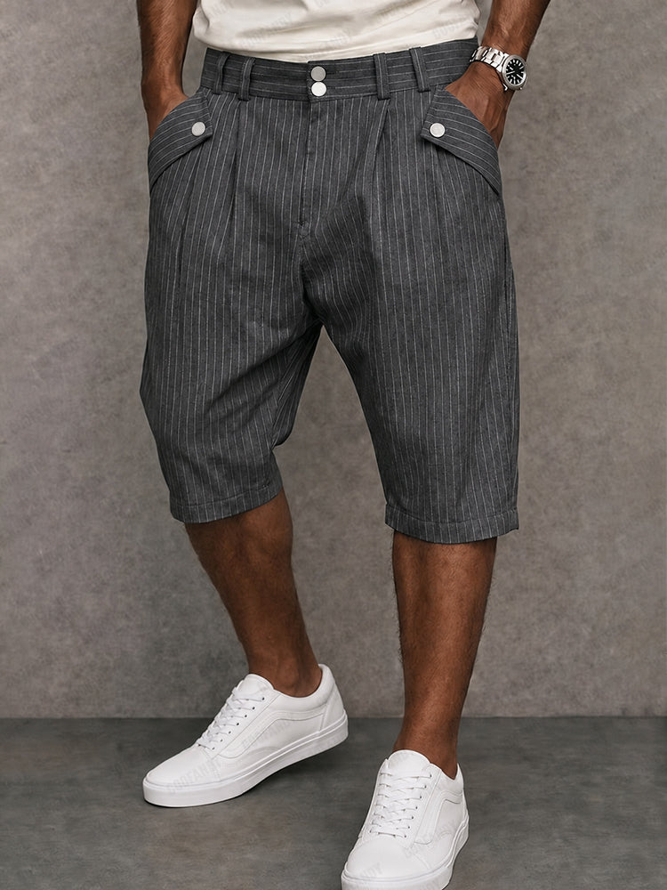 Men's Modern Commuter Button Accent Suit Shorts