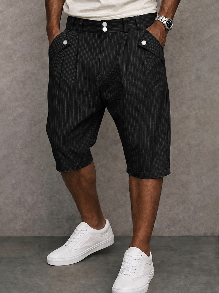Men's Modern Commuter Button Accent Suit Shorts