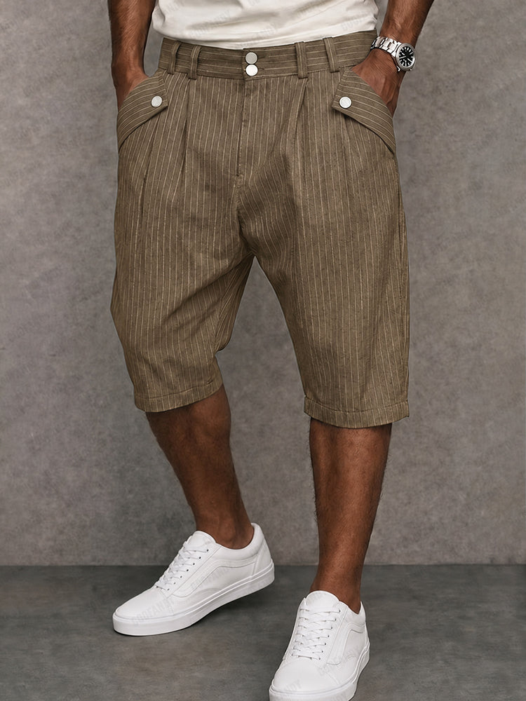 Men's Modern Commuter Button Accent Suit Shorts