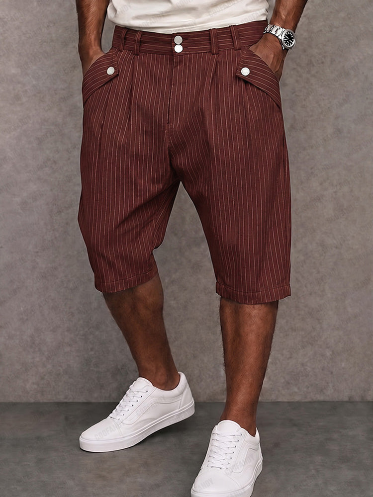 Men's Modern Commuter Button Accent Suit Shorts