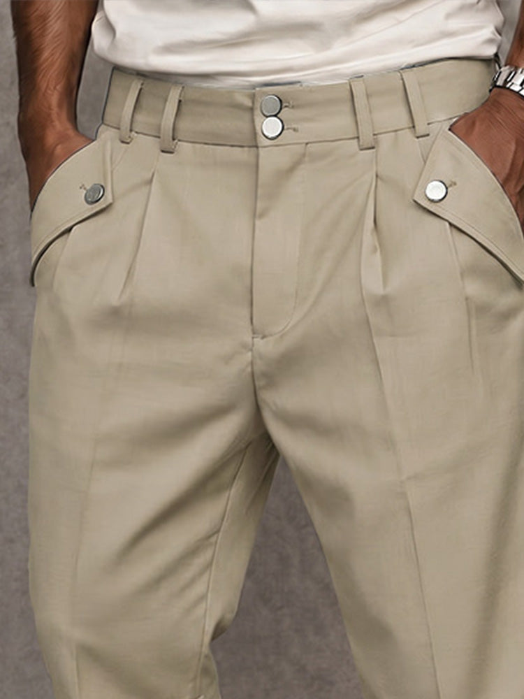 Men's Modern Commuter Button Accent Suit Shorts
