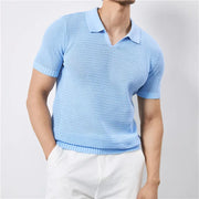 Men's Open-Knit Casual Polo Shirt