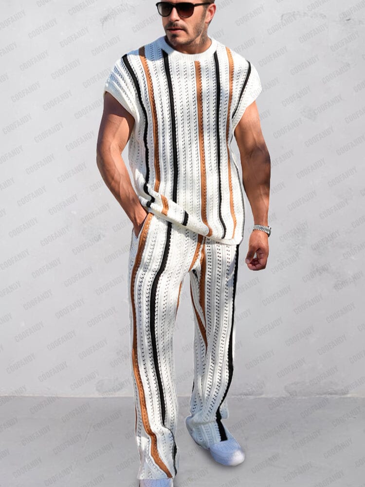 Men's Openwork Knit Casual Set