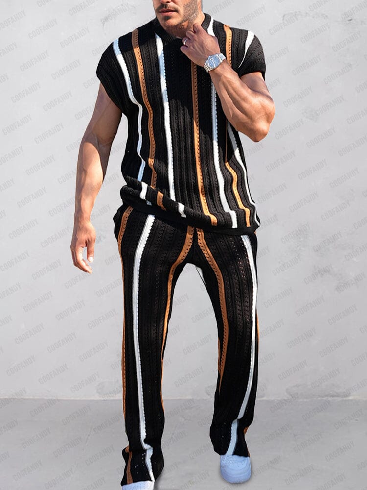 Men's Openwork Knit Casual Set