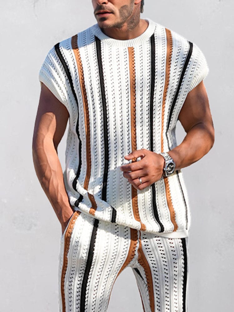 Men's Openwork Knit Casual Set