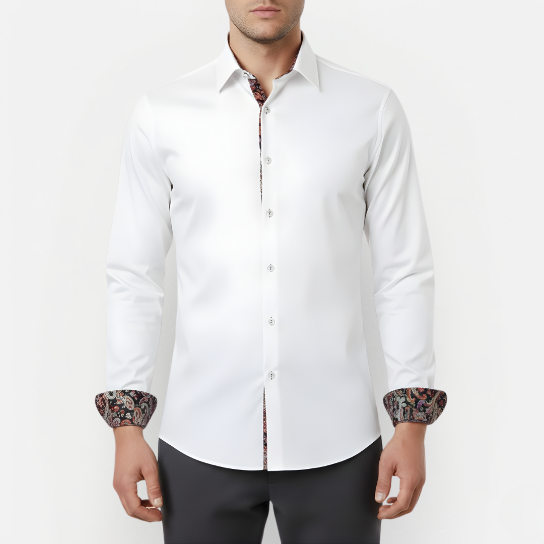 Men's Paisley Print Long Sleeve Button-Down Shirt