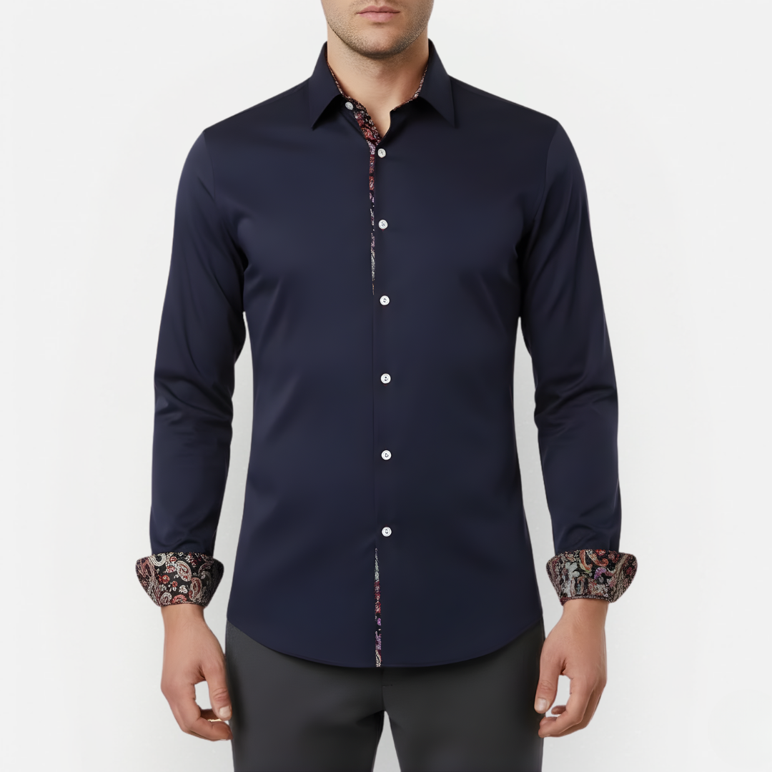 Men's Paisley Print Long Sleeve Button-Down Shirt