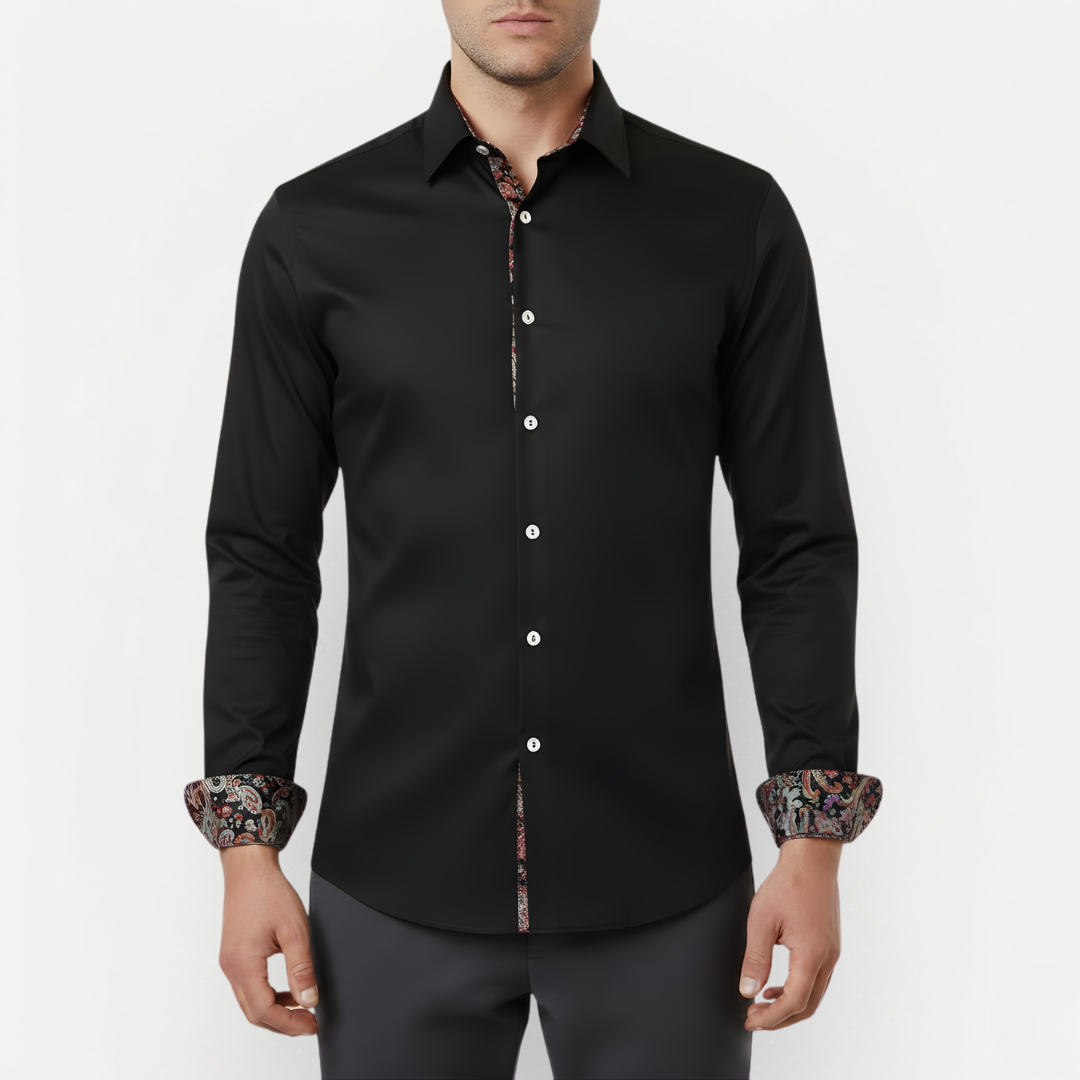 Men's Paisley Print Long Sleeve Button-Down Shirt