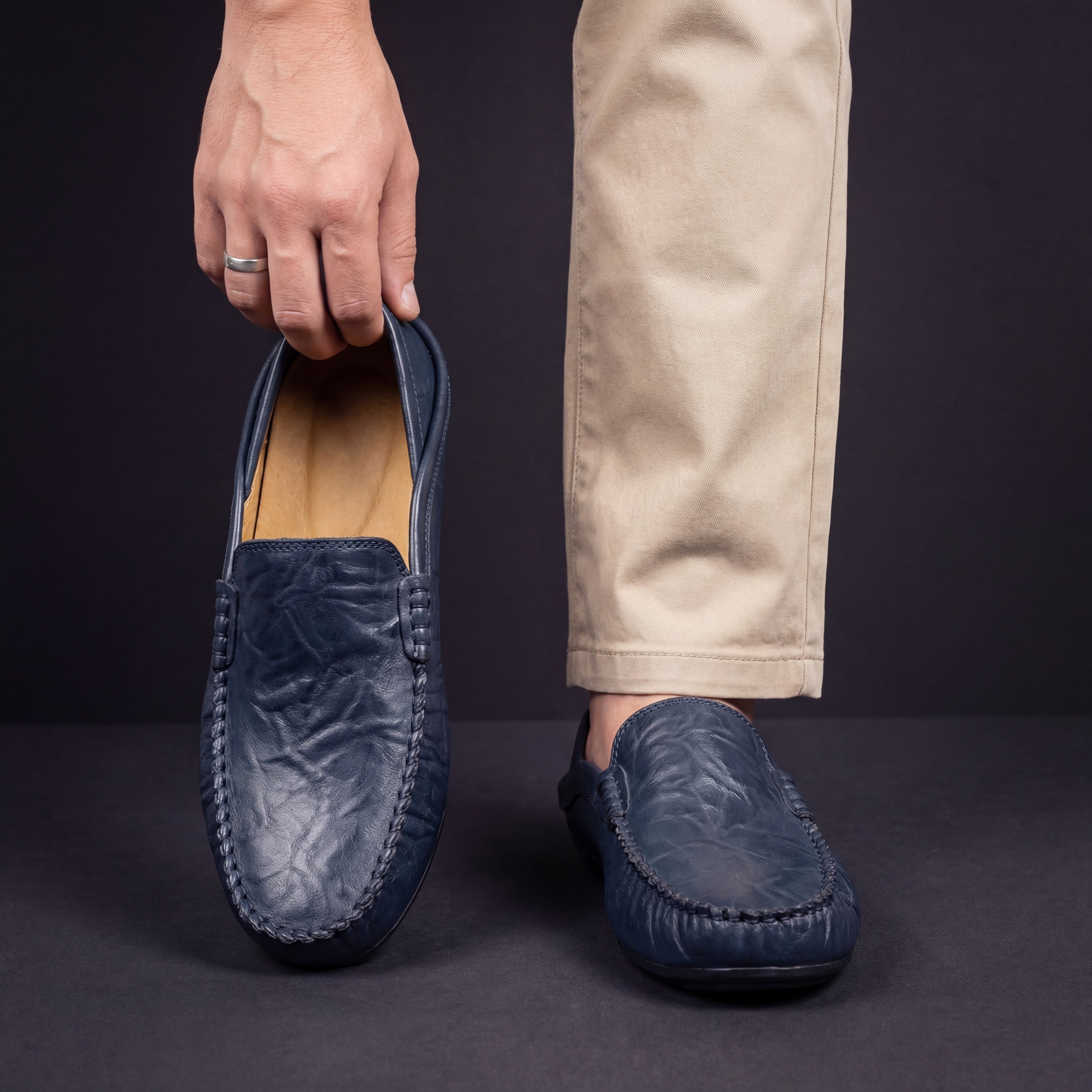 Men's Pebbled Faux Leather Loafers