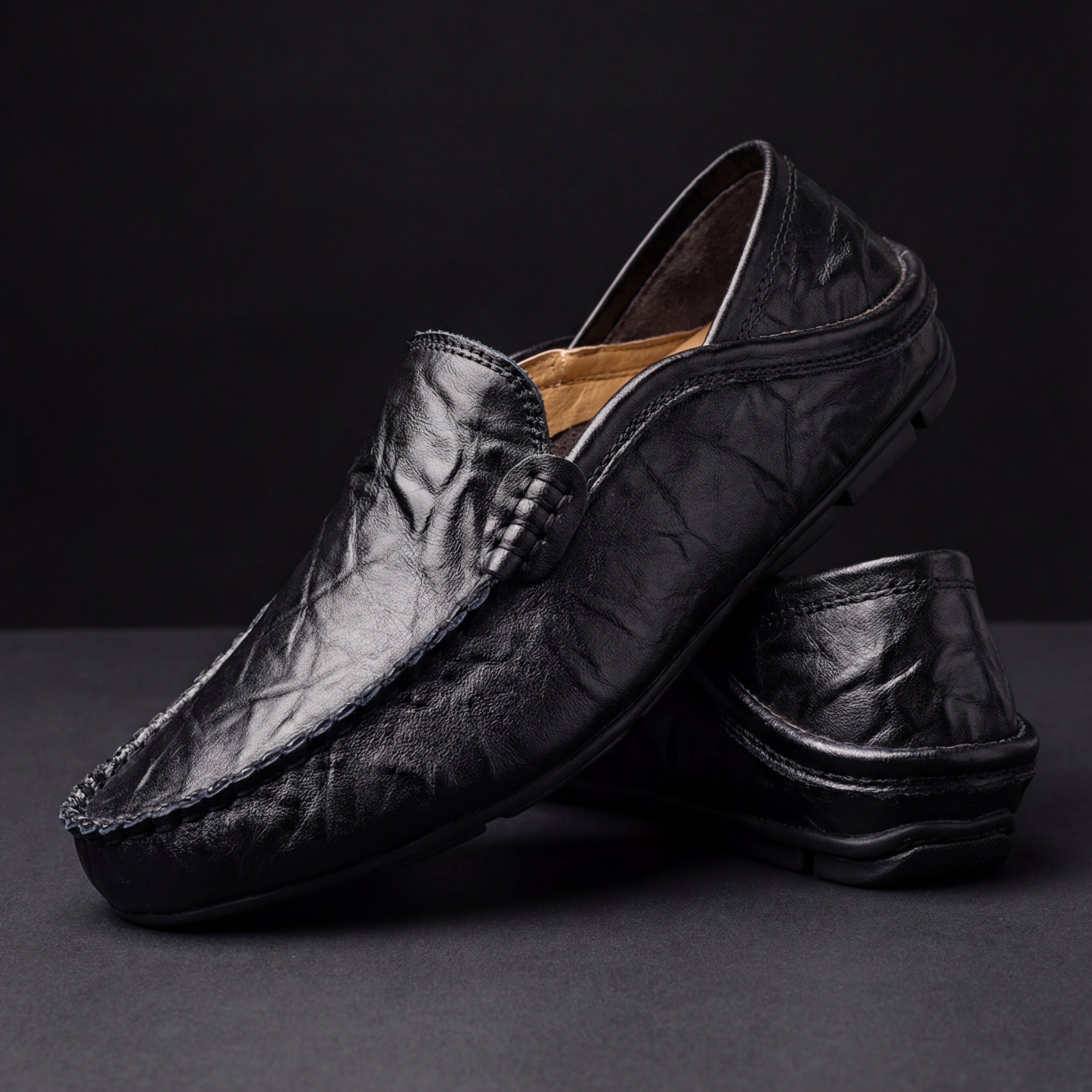 Men's Pebbled Faux Leather Loafers