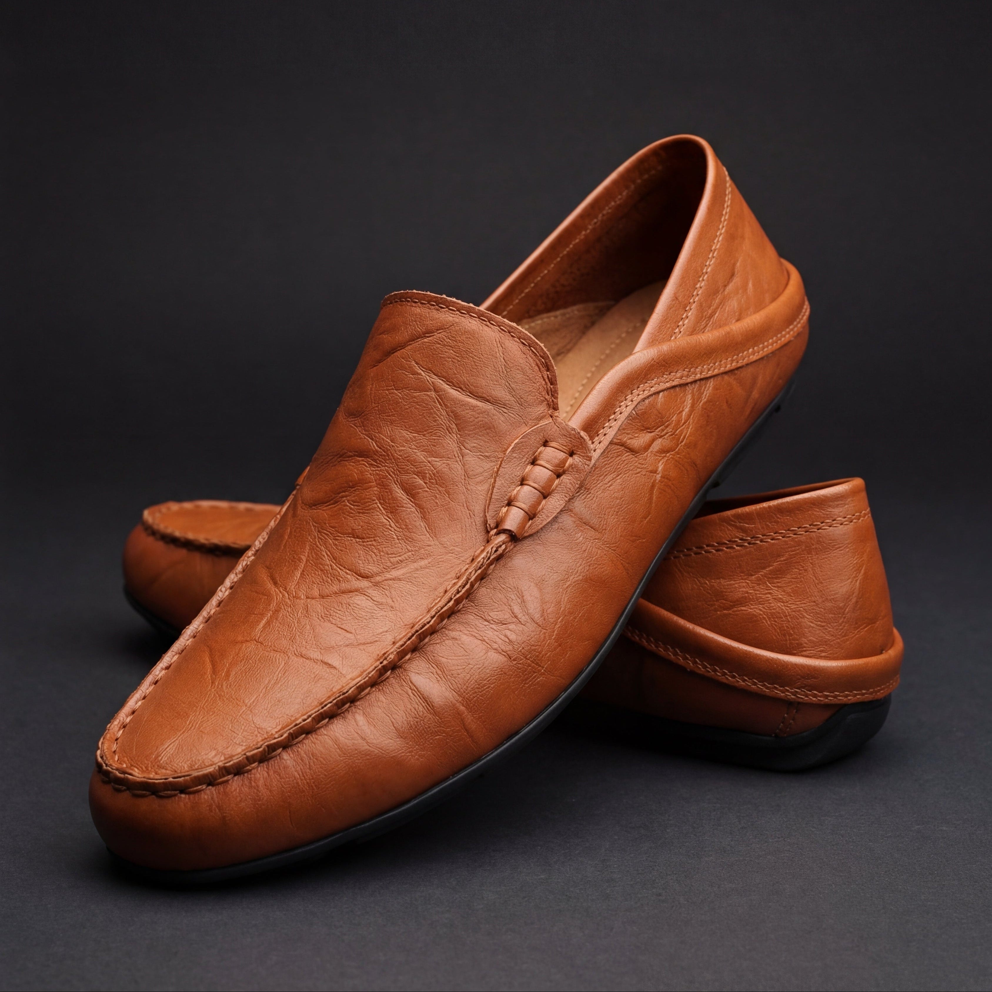 Men's Pebbled Faux Leather Loafers