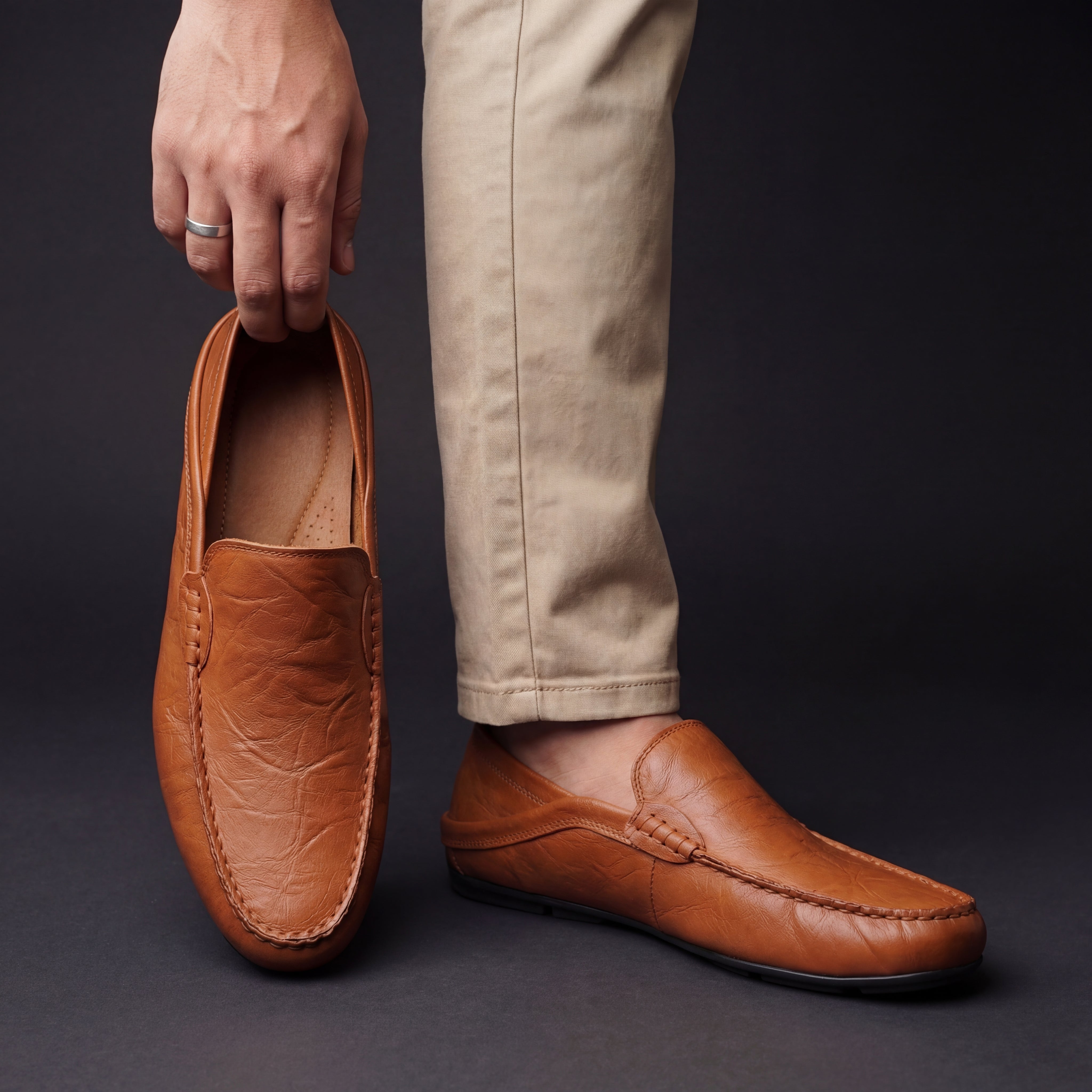 Men's Pebbled Faux Leather Loafers