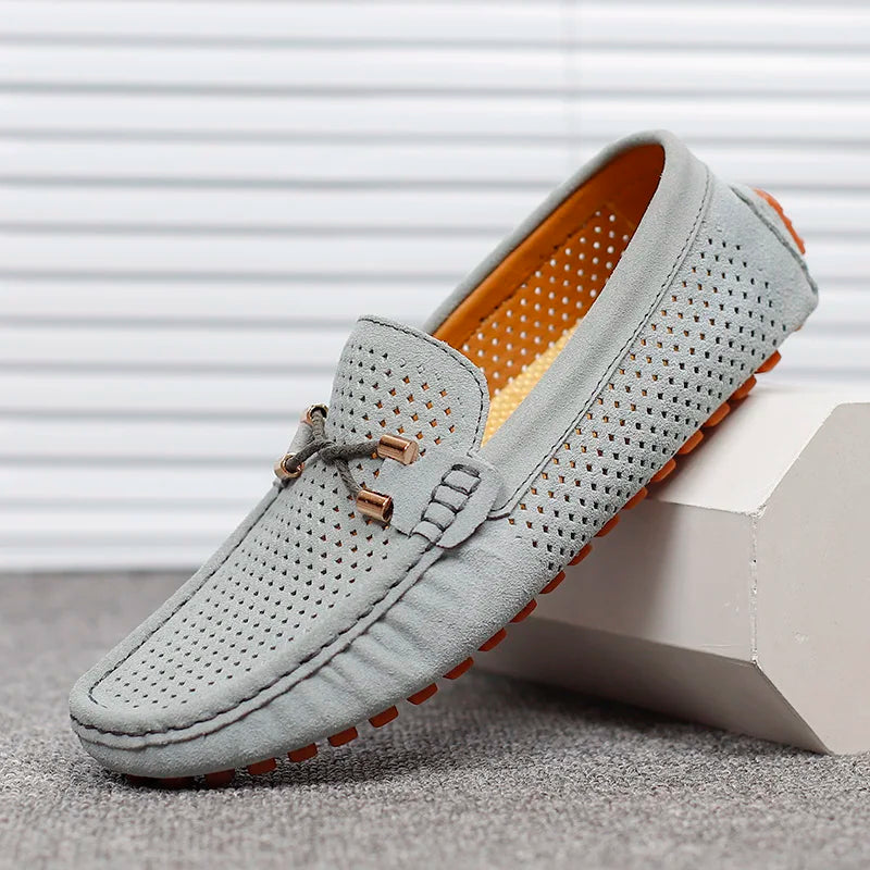 Men's Perforated Casual Loafers with Cushioned Insole