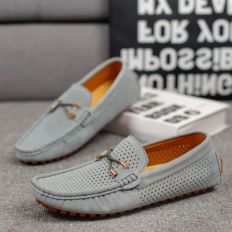 Men's Perforated Casual Loafers with Cushioned Insole