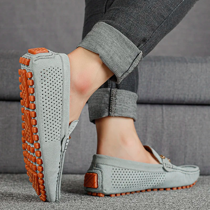 Men's Perforated Casual Loafers with Cushioned Insole
