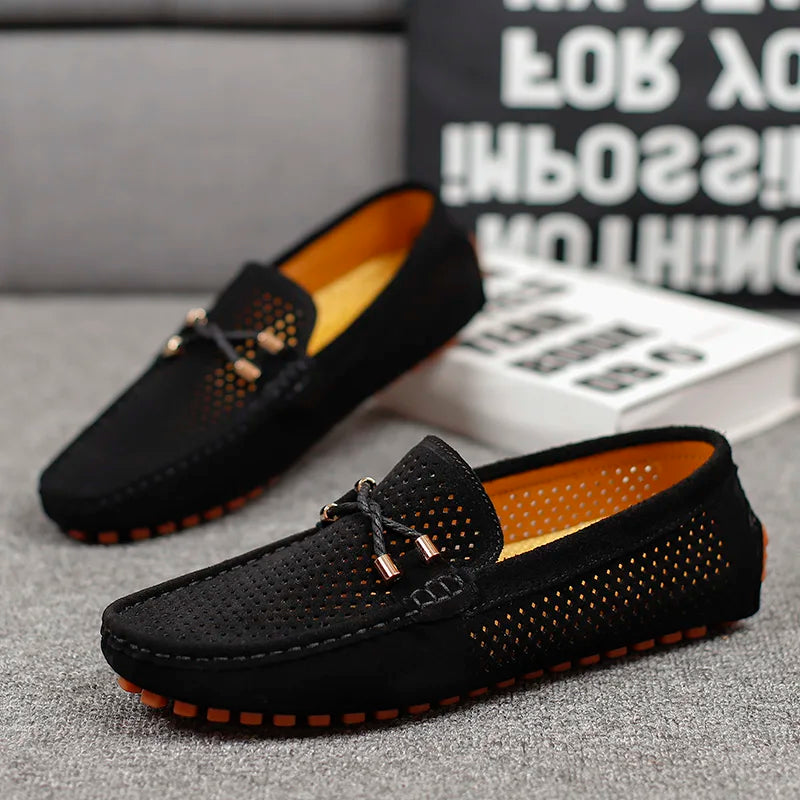 Men's Perforated Casual Loafers with Cushioned Insole
