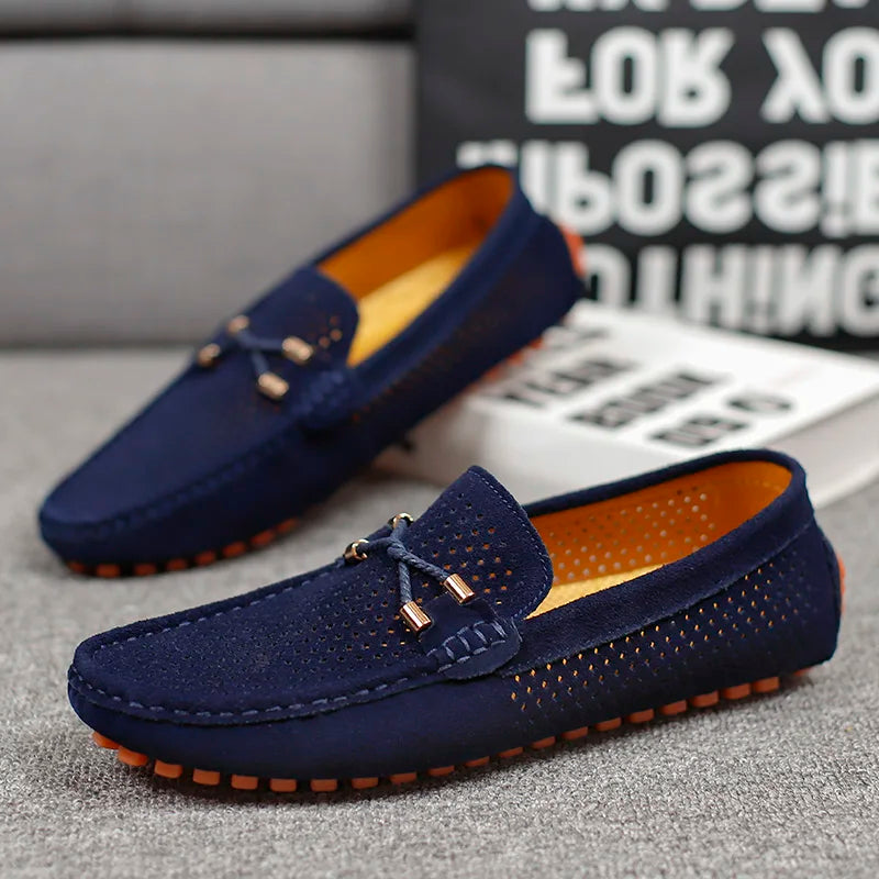 Men's Perforated Casual Loafers with Cushioned Insole