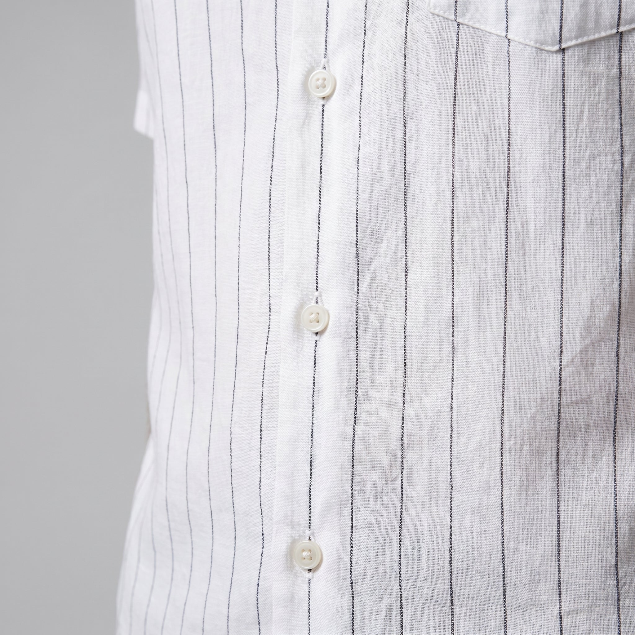 Men's Pinstripe Camp Shirt with Open Collar