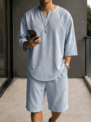 Men's Pinstripe Two Piece Casual Set