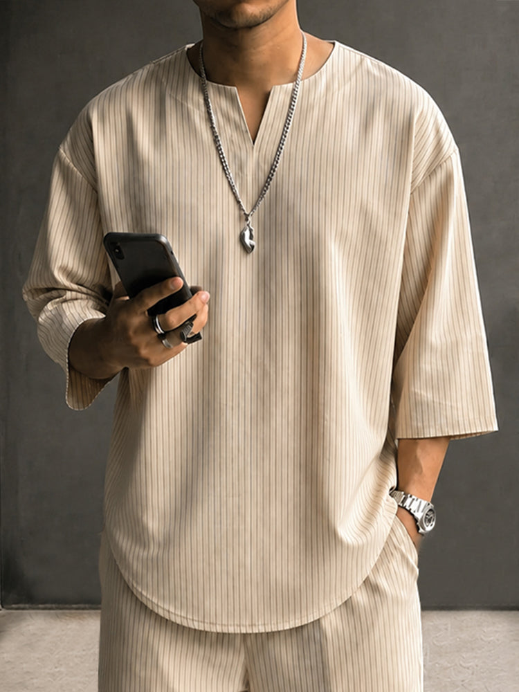 Men's Pinstripe Two Piece Casual Set