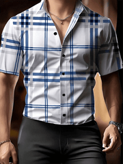 Men's Plaid Short Sleeve Business Shirt