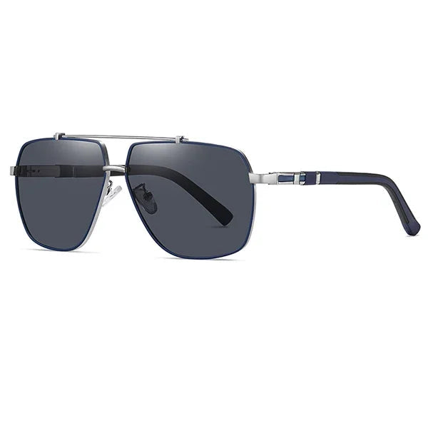Men's Polarized Aviator Sunglasses with Blue-Tinted Lenses