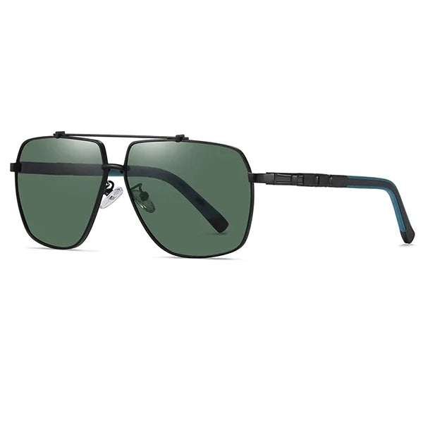 Men's Polarized Aviator Sunglasses with Blue-Tinted Lenses