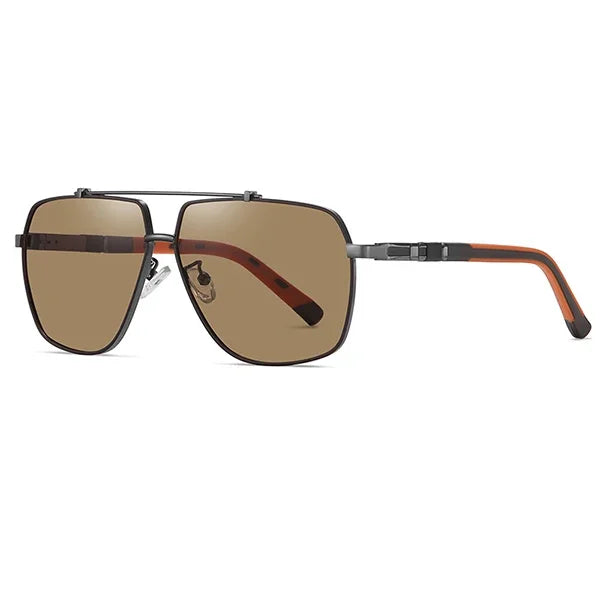 Men's Polarized Aviator Sunglasses with Blue-Tinted Lenses