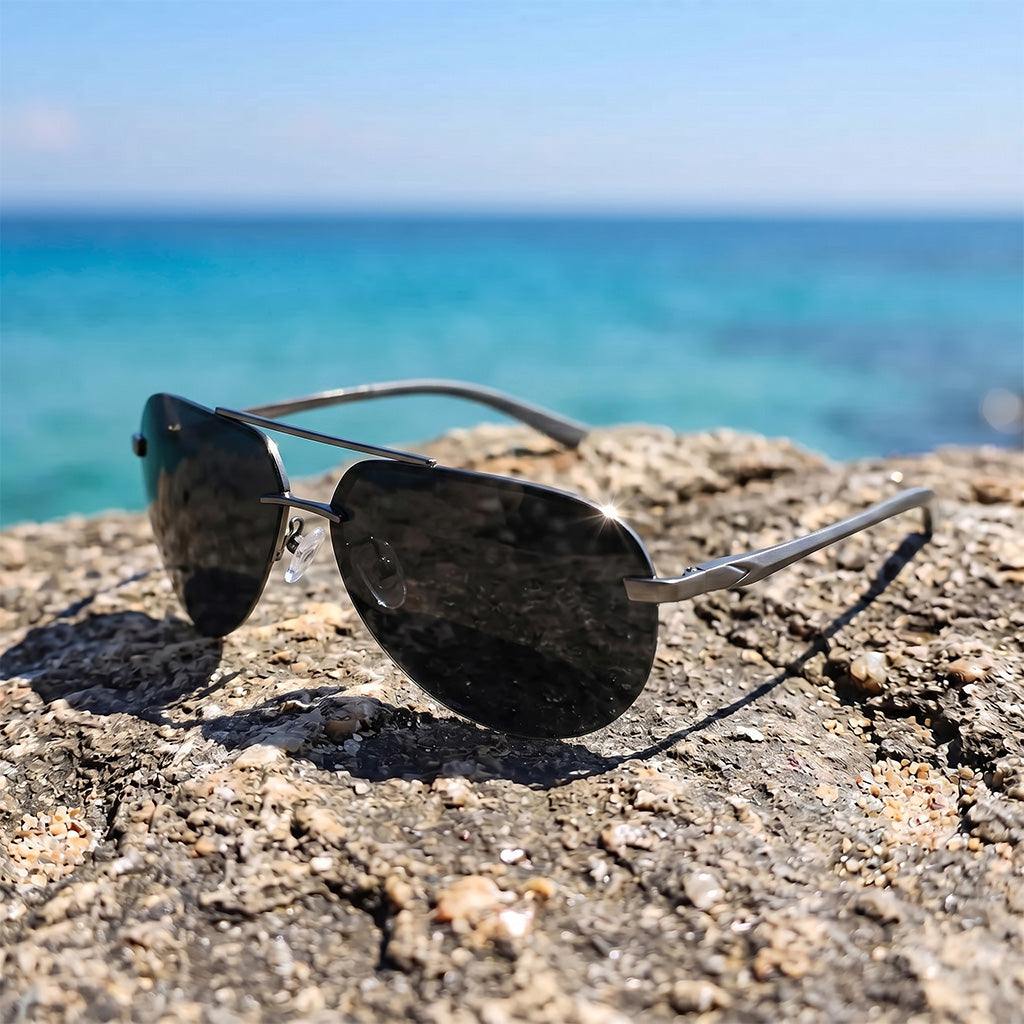 Men's Polarized Rimless Aviator Sunglasses