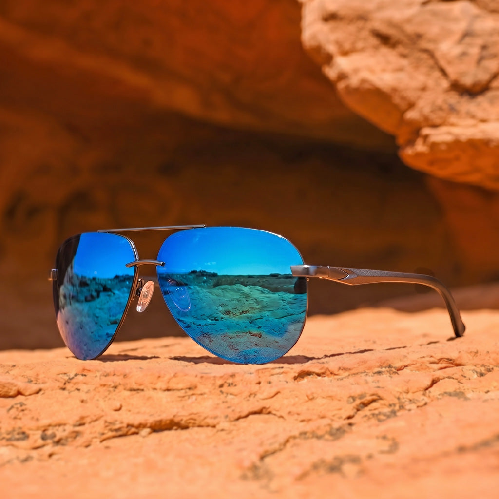 Men's Polarized Rimless Aviator Sunglasses