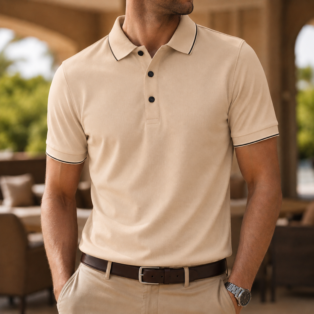 Men's Polished Cotton-Blend Polo Shirt