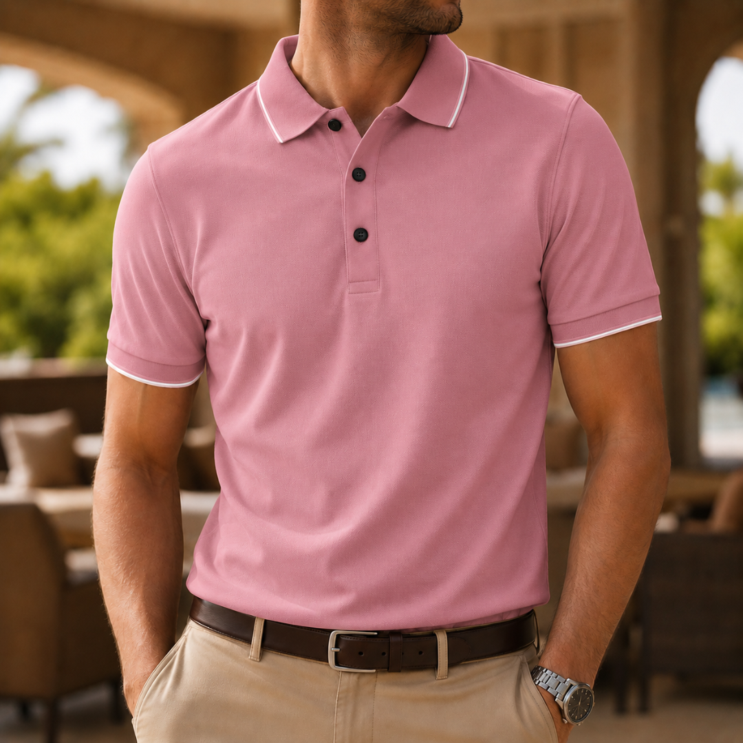Men's Polished Cotton-Blend Polo Shirt