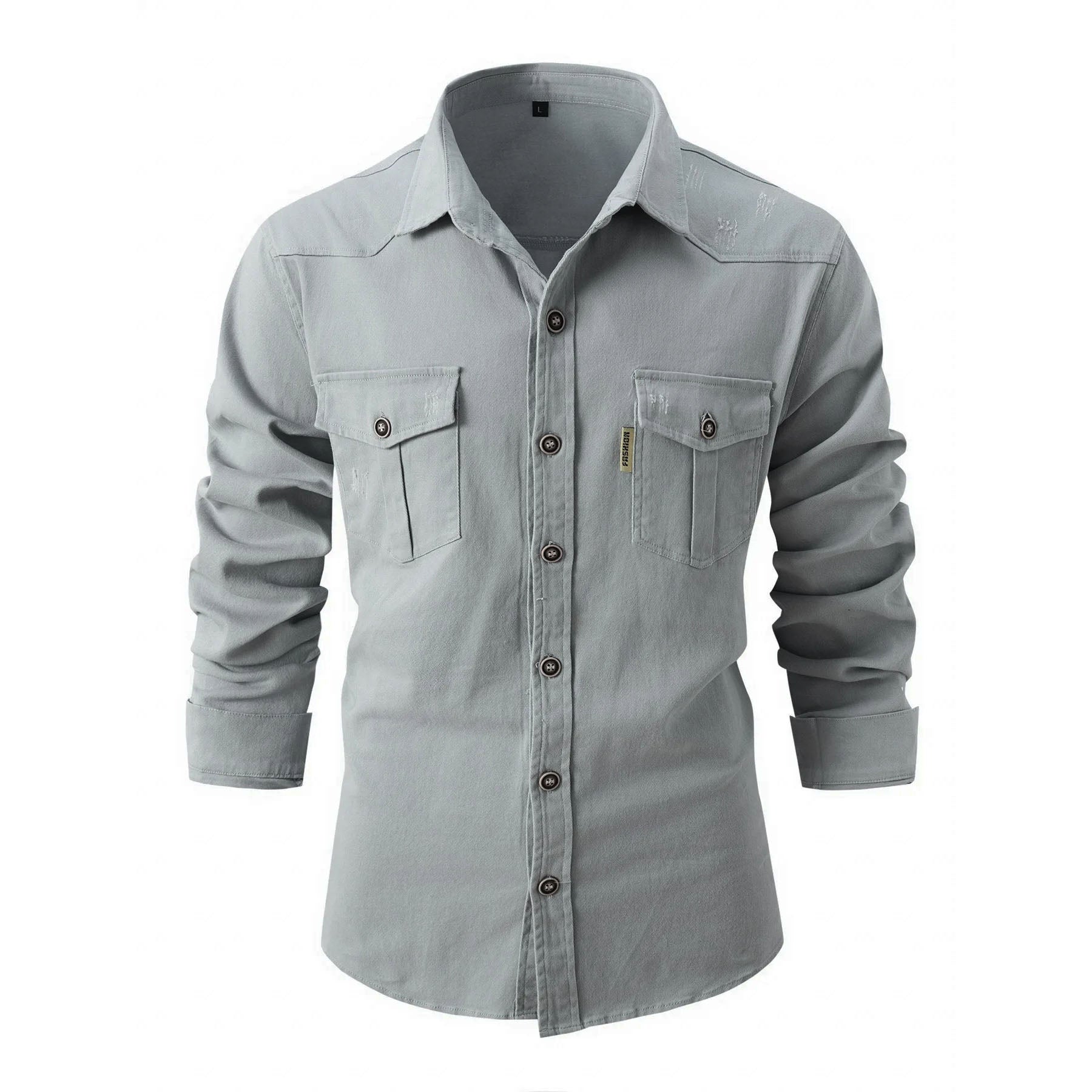 Men's Pre-Washed Cotton Long Sleeve Shirt