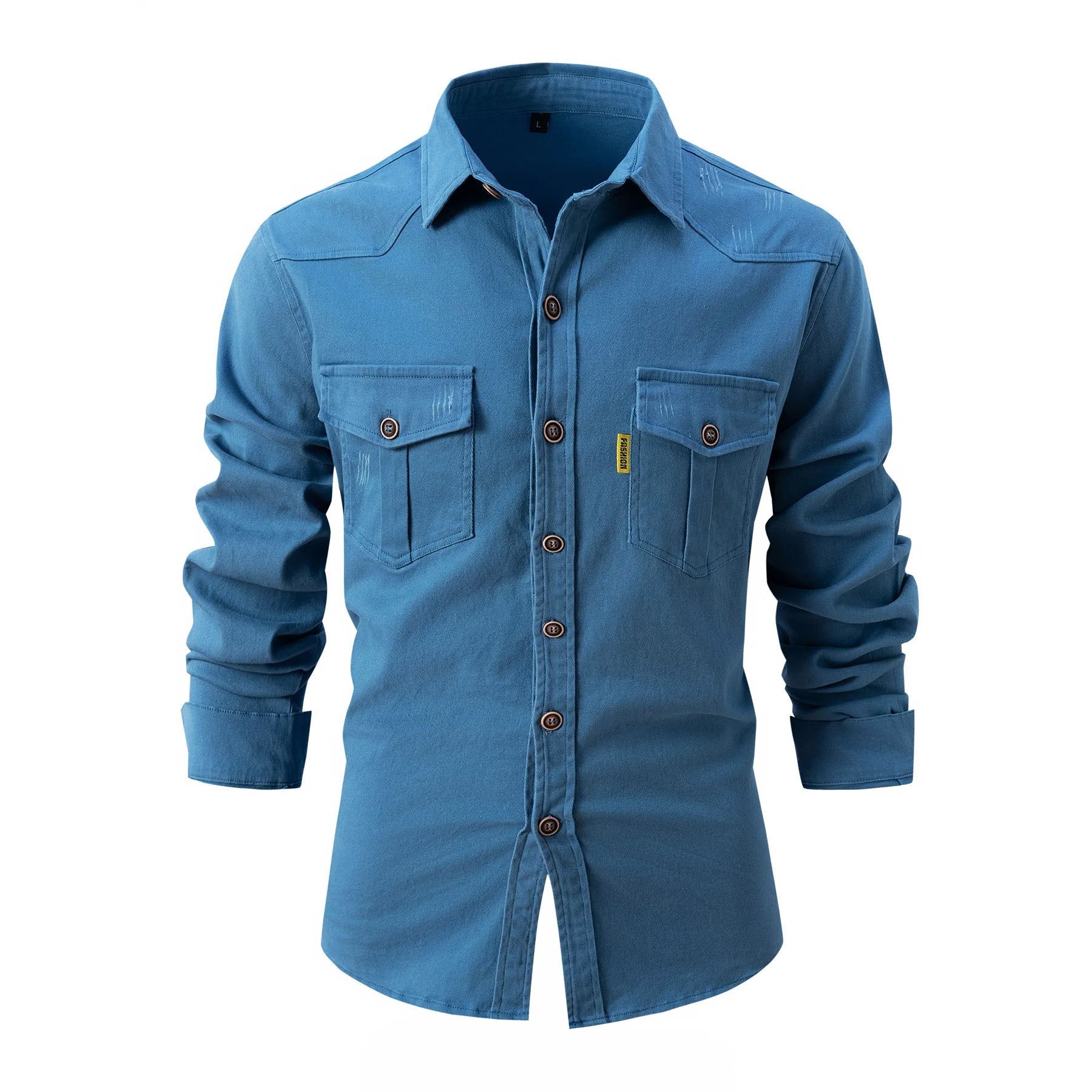Men's Pre-Washed Cotton Long Sleeve Shirt
