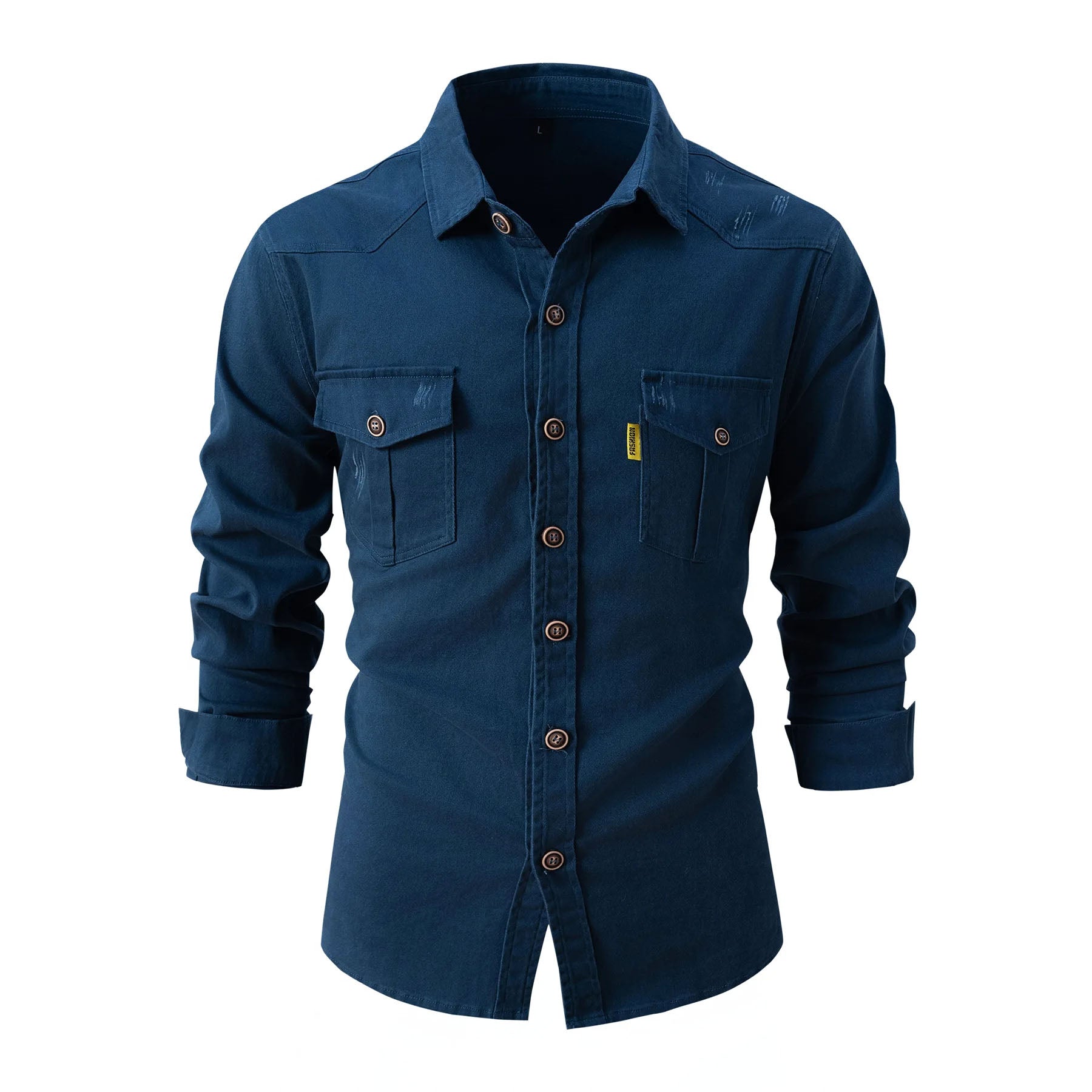 Men's Pre-Washed Cotton Long Sleeve Shirt