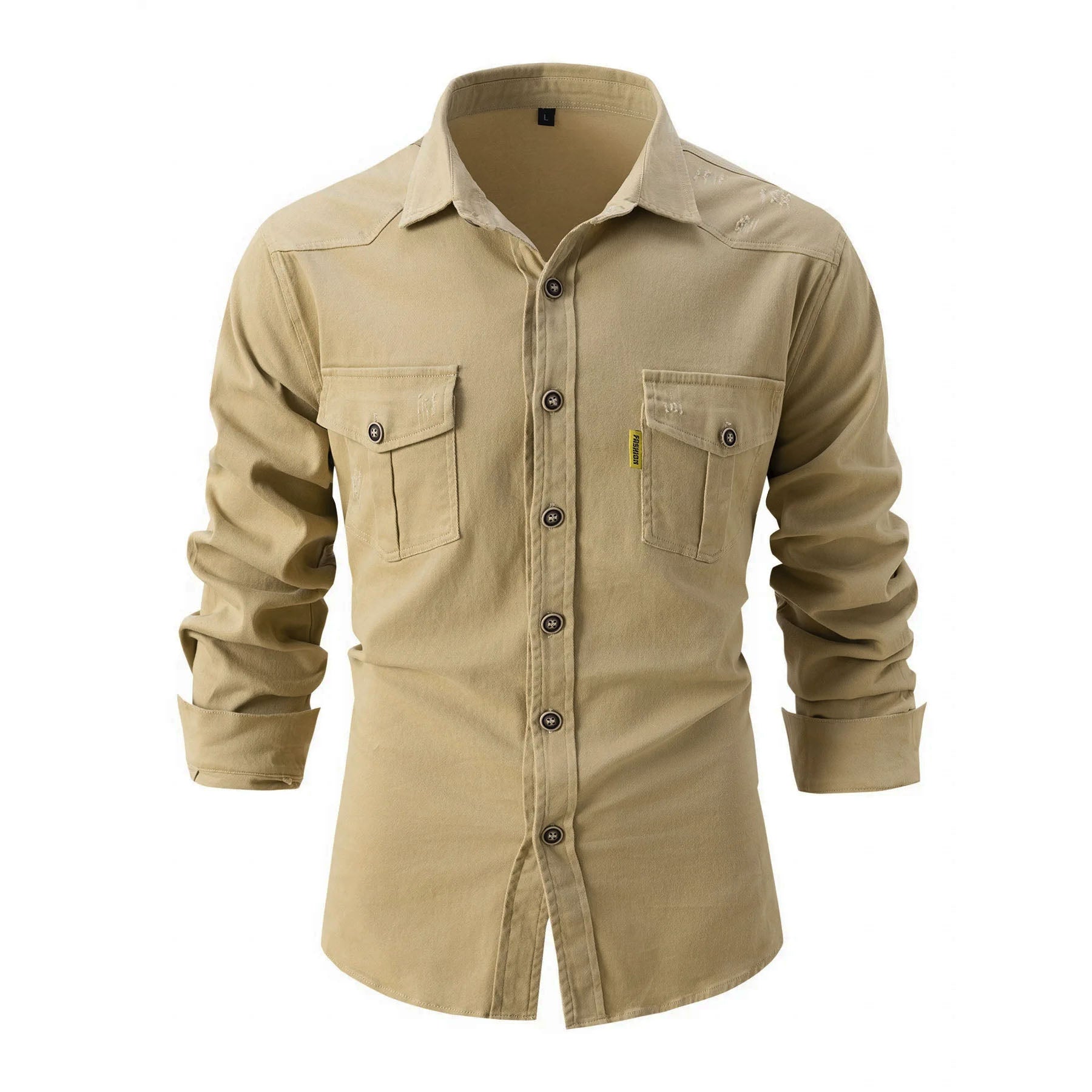 Men's Pre-Washed Cotton Long Sleeve Shirt